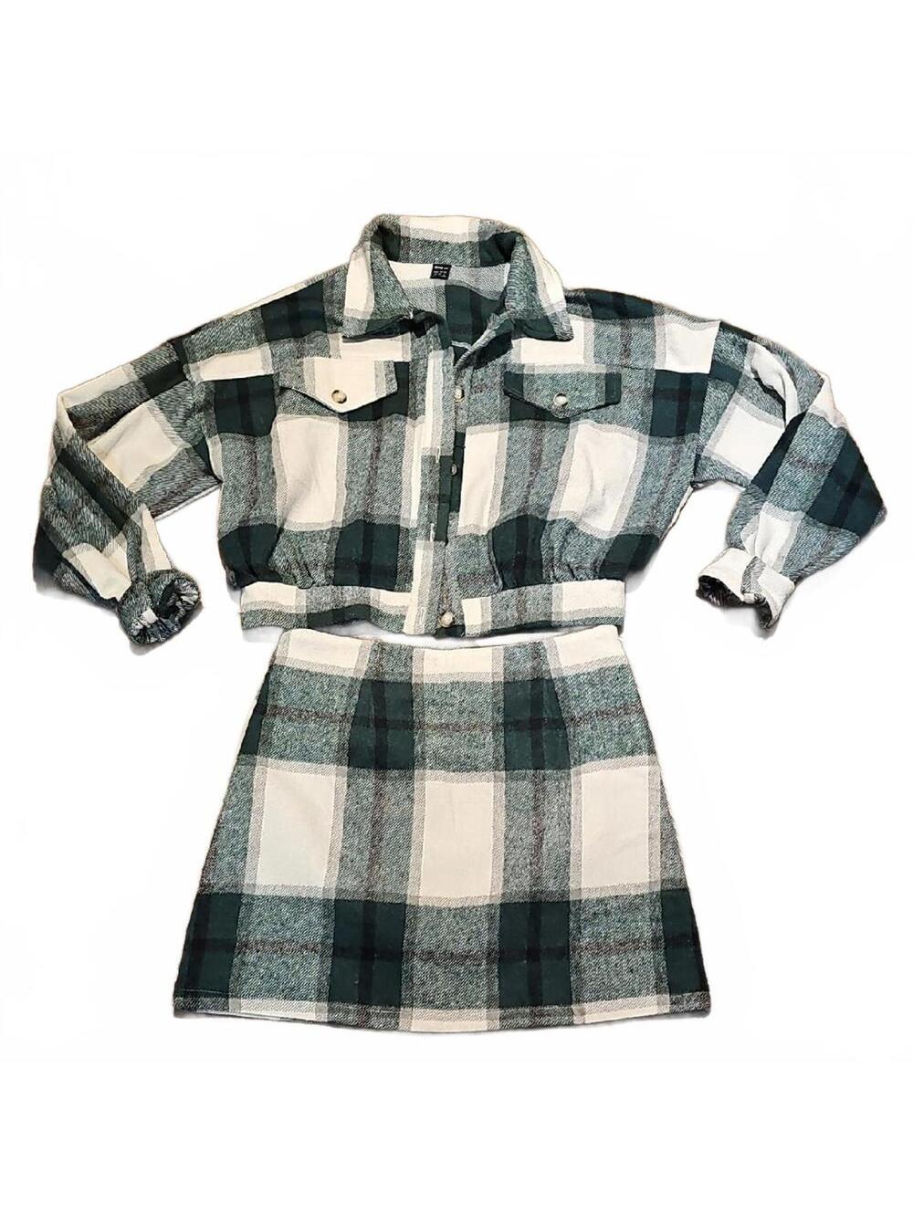 Shein Plaid Jacket and Skirt Set Size M